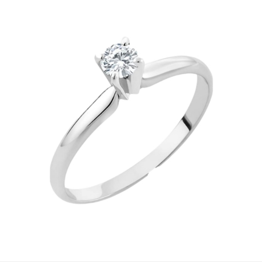 Certified 14K White Gold 0.23ct Diamond Engagement Ring Moissanite Wedding